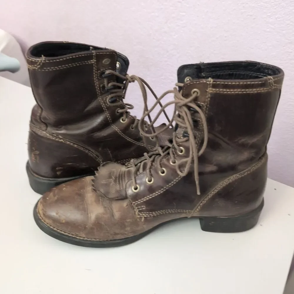 Ariat Heritage Lacer Boots mens 8.5 Distressed Brown Leather Ariat Heritage Boot
